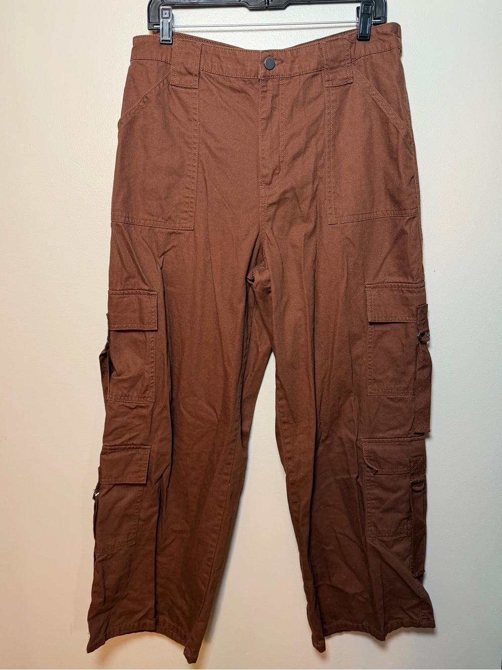 No Boundaries Straight Leg Cotton Cargo Pants - chocolate Brown Large 12/14
